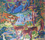 Hirsche am Bergsee Kopie